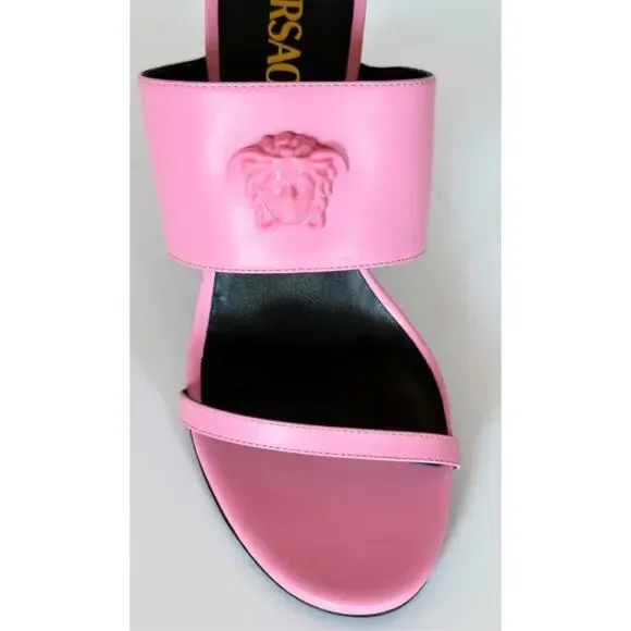 Versace Medusa Head Leather Baby Pink Sandals 9 US (39 Euro) 1019266 NIB $1100